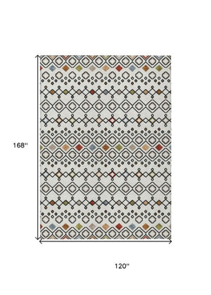 Homeroots 3' X 5' Southwestern Washable Indoor Outdoor Area Rug - Durable, Stylish, Stain Resistant Design Ivory Polyester 612189