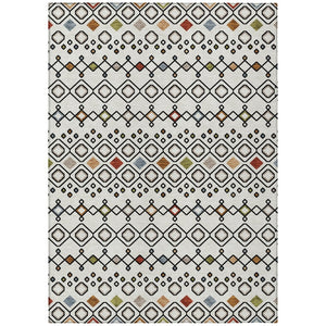 HomeRoots 5' Stylish Ivory, Red, and Gray Geometric Area Rug for Indoor and Outdoor Spaces - Washable & Durable 10' X 14' 612189