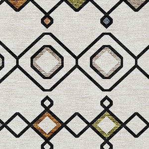 Homeroots 3' X 5' Southwestern Washable Indoor Outdoor Area Rug - Durable, Stylish, Stain Resistant Design Ivory Polyester 612189