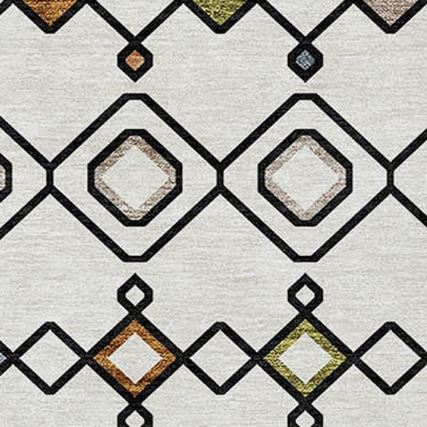 Homeroots 3' X 5' Southwestern Washable Indoor Outdoor Area Rug - Durable, Stylish, Stain Resistant Design Ivory Polyester 612189