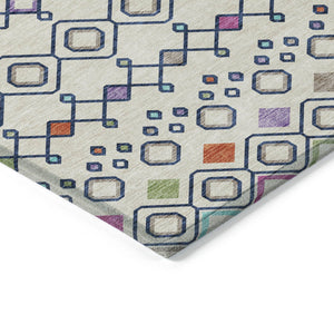 Homeroots 3' X 5' Southwestern Washable Indoor Outdoor Area Rug - Durable, Stylish, Stain Resistant Design Linen Polyester 612191