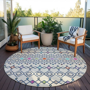Homeroots 3' X 5' Southwestern Washable Indoor Outdoor Area Rug - Durable, Stylish, Stain Resistant Design Linen Polyester 612192