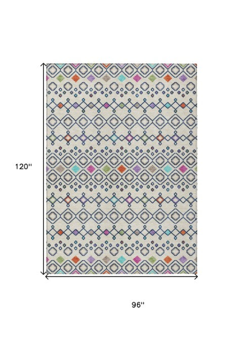 Homeroots 3' X 5' Southwestern Washable Indoor Outdoor Area Rug - Durable, Stylish, Stain Resistant Design Linen Polyester 612193