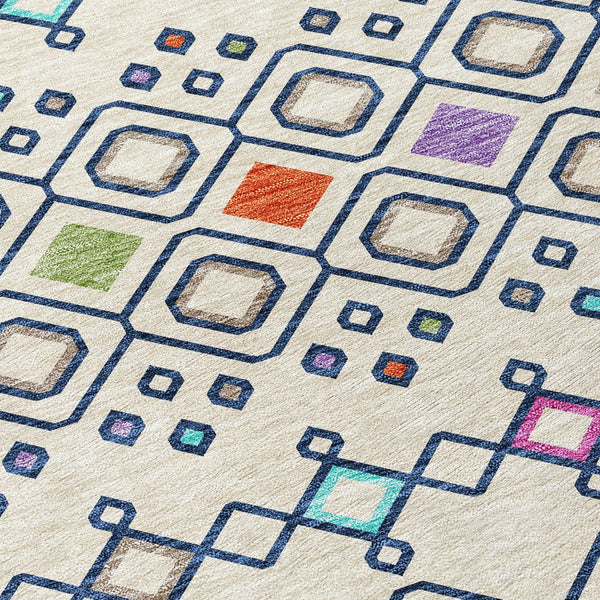 Homeroots 3' X 5' Southwestern Washable Indoor Outdoor Area Rug - Durable, Stylish, Stain Resistant Design Linen Polyester 612193