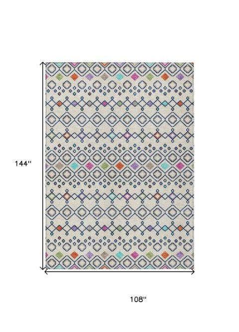 Homeroots 3' X 5' Southwestern Washable Indoor Outdoor Area Rug - Durable, Stylish, Stain Resistant Design Linen Polyester 612194