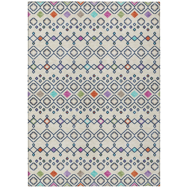 HomeRoots 5' Durable Linen Pink and Orange Geometric Area Rug – Stylish, Washable for Indoor and Outdoor Use 9' X 12' 612194