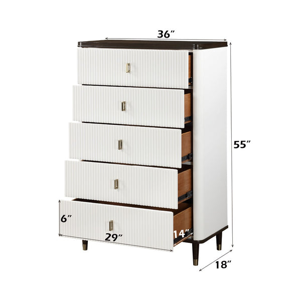 English Elm Carena Six Drawer Chest with Walnut Veneer Accents for Contemporary Bedroom Storage B2756P504968