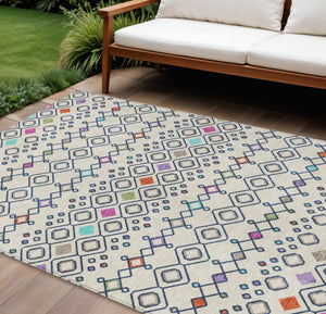 Homeroots 3' X 5' Southwestern Washable Indoor Outdoor Area Rug - Durable, Stylish, Stain Resistant Design Linen Polyester 612195