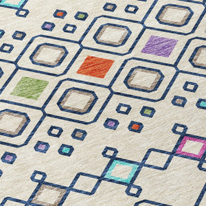 Homeroots 3' X 5' Southwestern Washable Indoor Outdoor Area Rug - Durable, Stylish, Stain Resistant Design Linen Polyester 612195