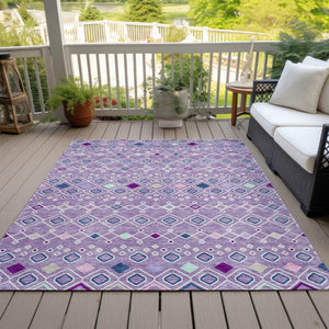 Homeroots 3' X 5' Southwestern Washable Indoor Outdoor Area Rug - Durable, Stylish, Stain Resistant Design Lavender Polyester 612196