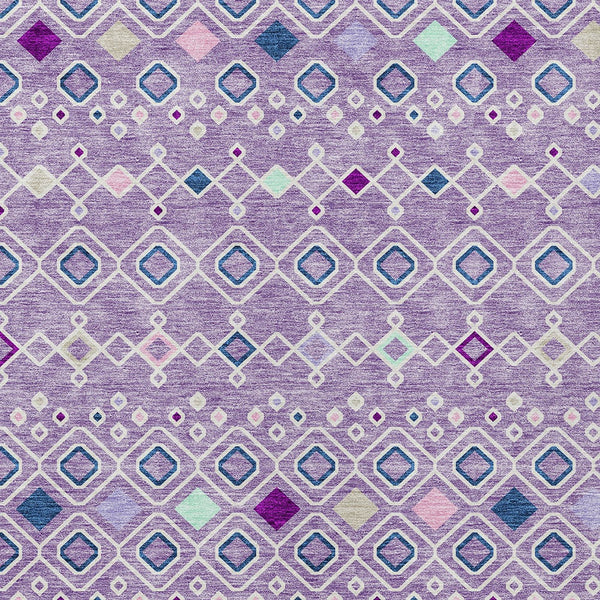 Homeroots 3' X 5' Southwestern Washable Indoor Outdoor Area Rug - Durable, Stylish, Stain Resistant Design Lavender Polyester 612196