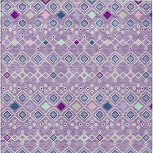 Homeroots 3' X 5' Southwestern Washable Indoor Outdoor Area Rug - Durable, Stylish, Stain Resistant Design Lavender Polyester 612197