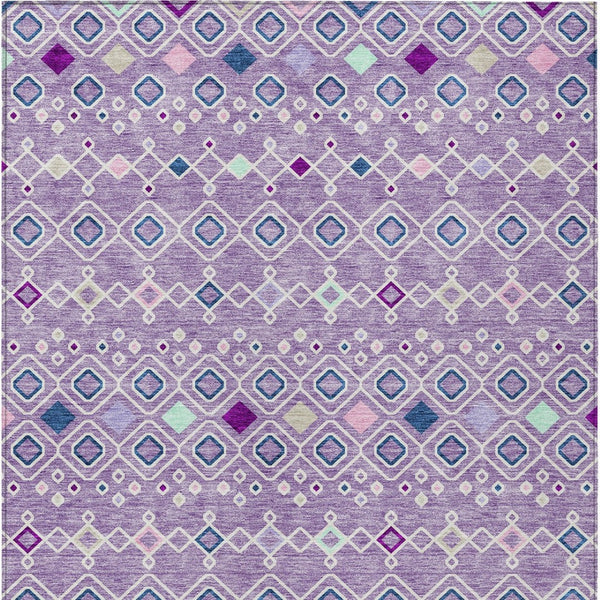 Homeroots 3' X 5' Southwestern Washable Indoor Outdoor Area Rug - Durable, Stylish, Stain Resistant Design Lavender Polyester 612197