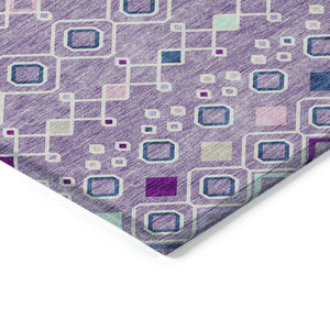 Homeroots 3' X 5' Southwestern Washable Indoor Outdoor Area Rug - Durable, Stylish, Stain Resistant Design Lavender Polyester 612197