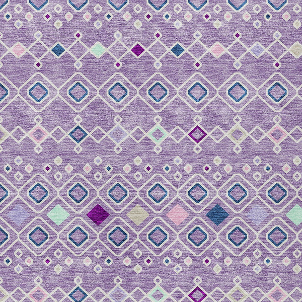 Homeroots 3' X 5' Southwestern Washable Indoor Outdoor Area Rug - Durable, Stylish, Stain Resistant Design Lavender Polyester 612197