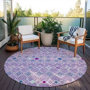 Homeroots 3' X 5' Southwestern Washable Indoor Outdoor Area Rug - Durable, Stylish, Stain Resistant Design Lavender Polyester 612198