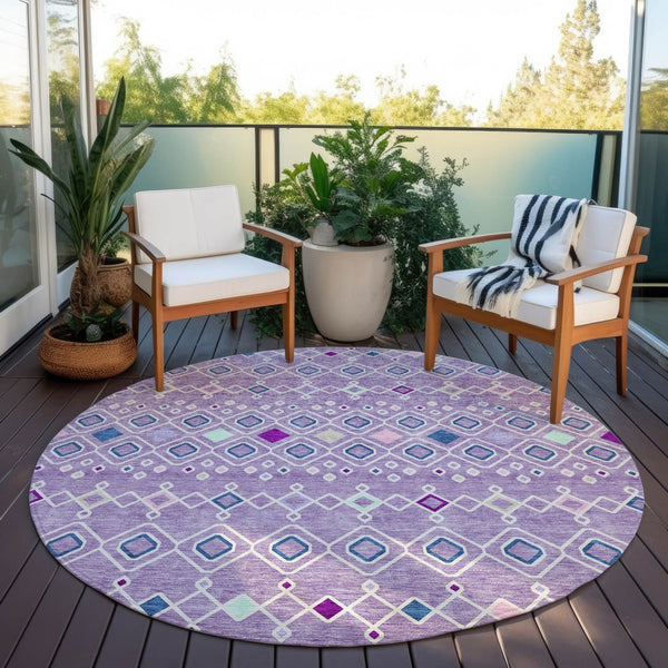 Homeroots 3' X 5' Southwestern Washable Indoor Outdoor Area Rug - Durable, Stylish, Stain Resistant Design Lavender Polyester 612198