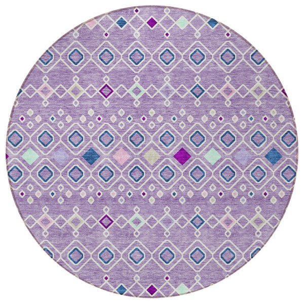 Homeroots 3' X 5' Southwestern Washable Indoor Outdoor Area Rug - Durable, Stylish, Stain Resistant Design Lavender Polyester 612198