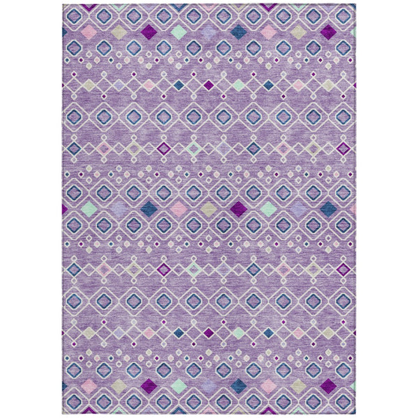 Homeroots 3' X 5' Southwestern Washable Indoor Outdoor Area Rug - Durable, Stylish, Stain Resistant Design Lavender Polyester 612199