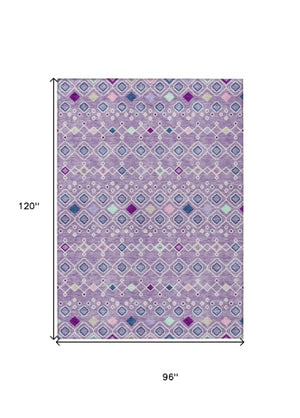 Homeroots 3' X 5' Southwestern Washable Indoor Outdoor Area Rug - Durable, Stylish, Stain Resistant Design Lavender Polyester 612199