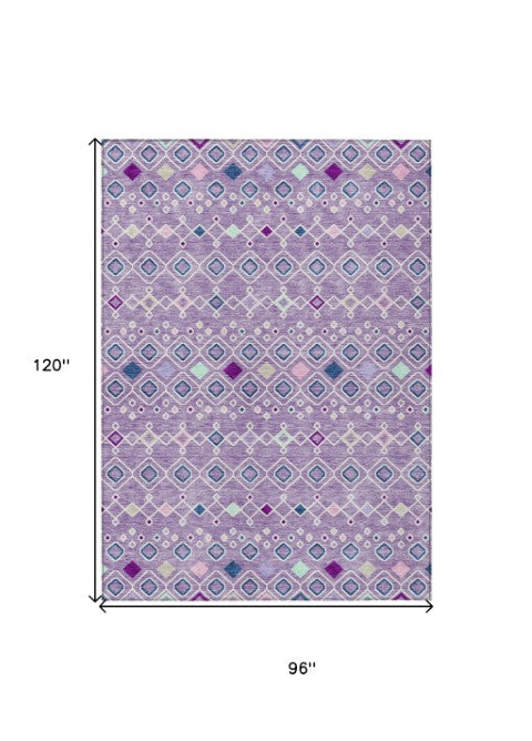 Homeroots 3' X 5' Southwestern Washable Indoor Outdoor Area Rug - Durable, Stylish, Stain Resistant Design Lavender Polyester 612199