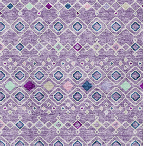 Homeroots 3' X 5' Southwestern Washable Indoor Outdoor Area Rug - Durable, Stylish, Stain Resistant Design Lavender Polyester 612199