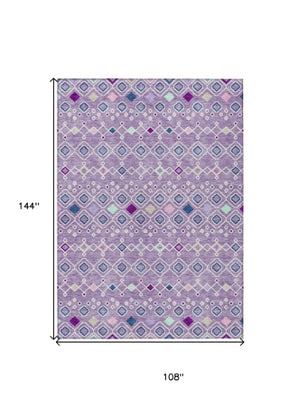 Homeroots 3' X 5' Southwestern Washable Indoor Outdoor Area Rug - Durable, Stylish, Stain Resistant Design Lavender Polyester 612200