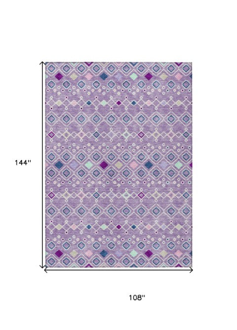 Homeroots 3' X 5' Southwestern Washable Indoor Outdoor Area Rug - Durable, Stylish, Stain Resistant Design Lavender Polyester 612200