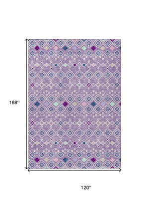 Homeroots 3' X 5' Southwestern Washable Indoor Outdoor Area Rug - Durable, Stylish, Stain Resistant Design Lavender Polyester 612201