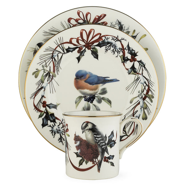 Lenox Winter Birds Ivory Porcelain Dinnerware Set with 24k Gold Trim for Holiday Tables 6122055