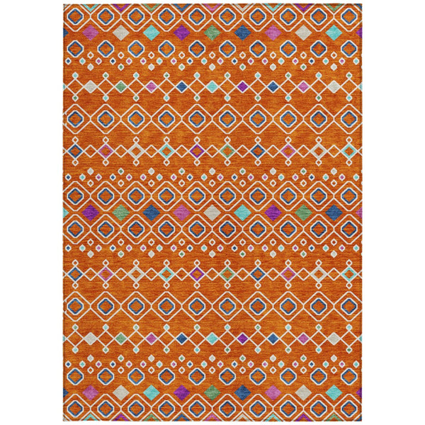 Homeroots 3' X 5' Southwestern Washable Indoor Outdoor Area Rug - Durable, Stylish, Stain Resistant Design Orange Polyester 612208