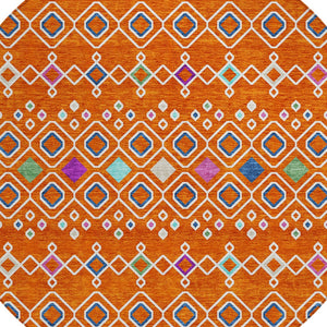 Homeroots 3' X 5' Southwestern Washable Indoor Outdoor Area Rug - Durable, Stylish, Stain Resistant Design Orange Polyester 612210