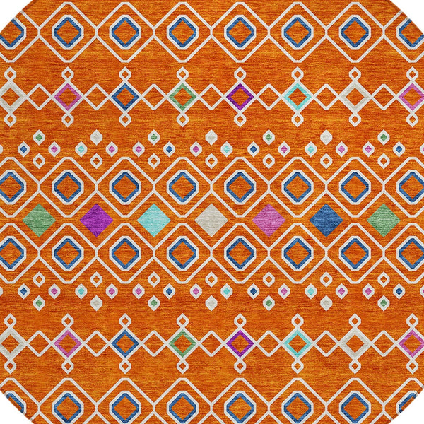 Homeroots 3' X 5' Southwestern Washable Indoor Outdoor Area Rug - Durable, Stylish, Stain Resistant Design Orange Polyester 612210