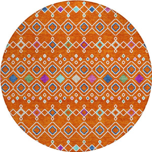 Homeroots 3' X 5' Southwestern Washable Indoor Outdoor Area Rug - Durable, Stylish, Stain Resistant Design Orange Polyester 612210
