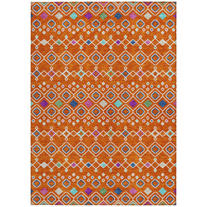 Homeroots 3' X 5' Southwestern Washable Indoor Outdoor Area Rug - Durable, Stylish, Stain Resistant Design Orange Polyester 612212
