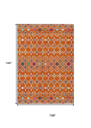 Homeroots 3' X 5' Southwestern Washable Indoor Outdoor Area Rug - Durable, Stylish, Stain Resistant Design Orange Polyester 612212