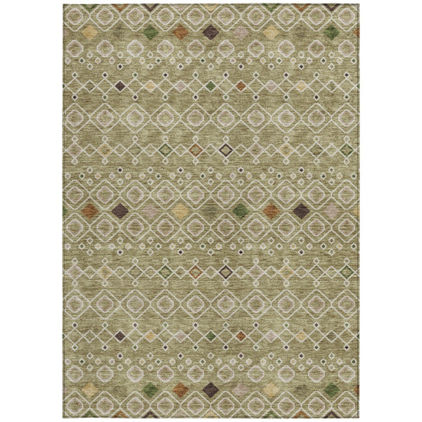 Homeroots 3' X 5' Southwestern Washable Indoor Outdoor Area Rug - Durable, Stylish, Stain Resistant Design Sage Polyester 612215