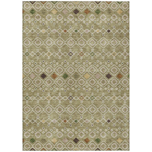 HomeRoots 5' Sage Ivory and Beige Geometric Area Rug - Stylish Indoor/Outdoor Washable Design for High Traffic 5' X 8' 612215