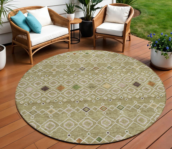 Homeroots 3' X 5' Southwestern Washable Indoor Outdoor Area Rug - Durable, Stylish, Stain Resistant Design Sage Polyester 612216
