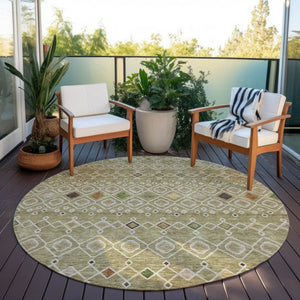 Homeroots 3' X 5' Southwestern Washable Indoor Outdoor Area Rug - Durable, Stylish, Stain Resistant Design Sage Polyester 612216