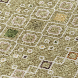 Homeroots 3' X 5' Southwestern Washable Indoor Outdoor Area Rug - Durable, Stylish, Stain Resistant Design Sage Polyester 612216