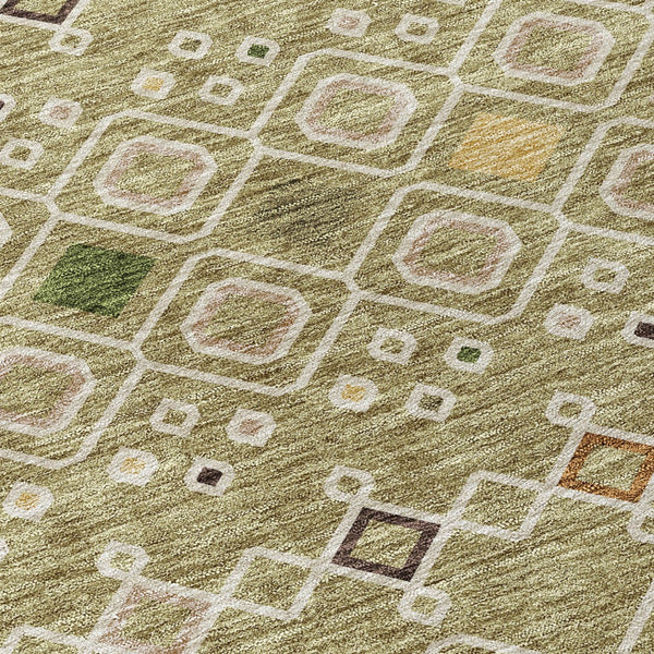 Homeroots 3' X 5' Southwestern Washable Indoor Outdoor Area Rug - Durable, Stylish, Stain Resistant Design Sage Polyester 612216