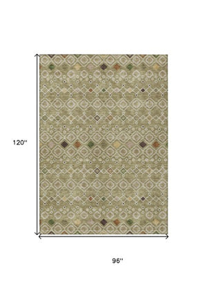 Homeroots 3' X 5' Southwestern Washable Indoor Outdoor Area Rug - Durable, Stylish, Stain Resistant Design Sage Polyester 612217
