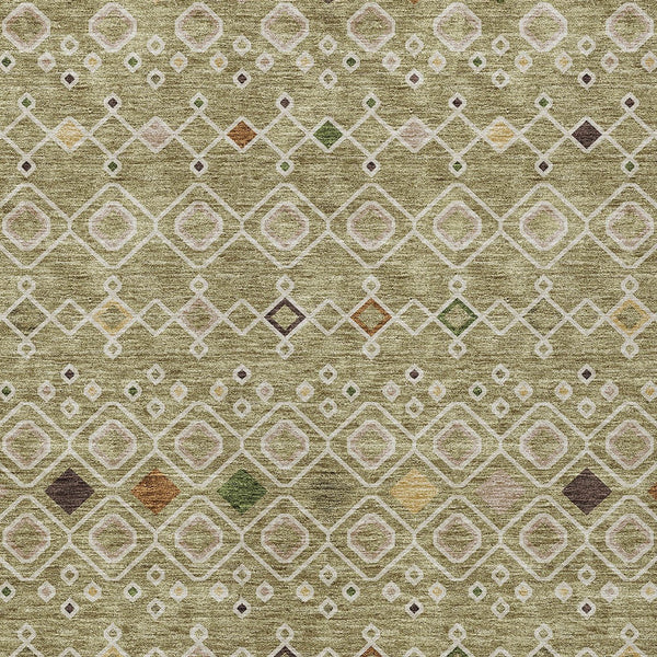 Homeroots 3' X 5' Southwestern Washable Indoor Outdoor Area Rug - Durable, Stylish, Stain Resistant Design Sage Polyester 612217