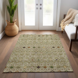 Homeroots 3' X 5' Southwestern Washable Indoor Outdoor Area Rug - Durable, Stylish, Stain Resistant Design Sage Polyester 612217