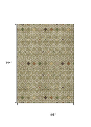 Homeroots 3' X 5' Southwestern Washable Indoor Outdoor Area Rug - Durable, Stylish, Stain Resistant Design Sage Polyester 612218
