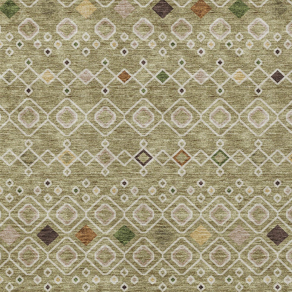 Homeroots 3' X 5' Southwestern Washable Indoor Outdoor Area Rug - Durable, Stylish, Stain Resistant Design Sage Polyester 612218