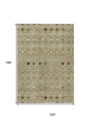 Homeroots 3' X 5' Southwestern Washable Indoor Outdoor Area Rug - Durable, Stylish, Stain Resistant Design Sage Polyester 612219
