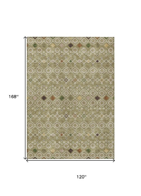 Homeroots 3' X 5' Southwestern Washable Indoor Outdoor Area Rug - Durable, Stylish, Stain Resistant Design Sage Polyester 612219