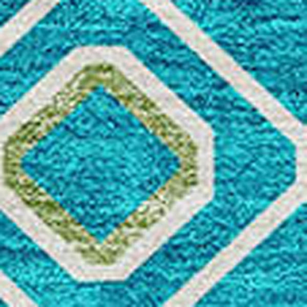 Homeroots 3' X 5' Southwestern Washable Indoor Outdoor Area Rug - Durable, Stylish, Stain Resistant Design Teal Blue Polyester 612220